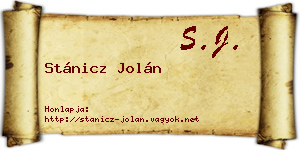 Stánicz Jolán névjegykártya