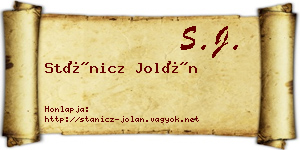 Stánicz Jolán névjegykártya